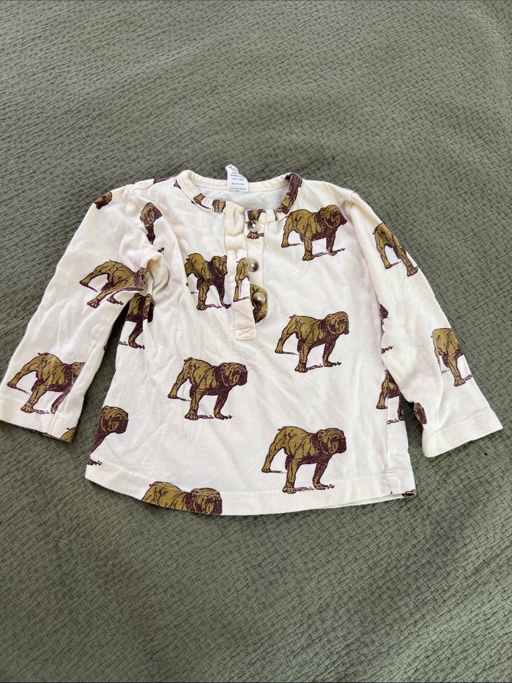 kate quinn Cream Long-Sleeve Tee with Brown Dog Print 18-24 months